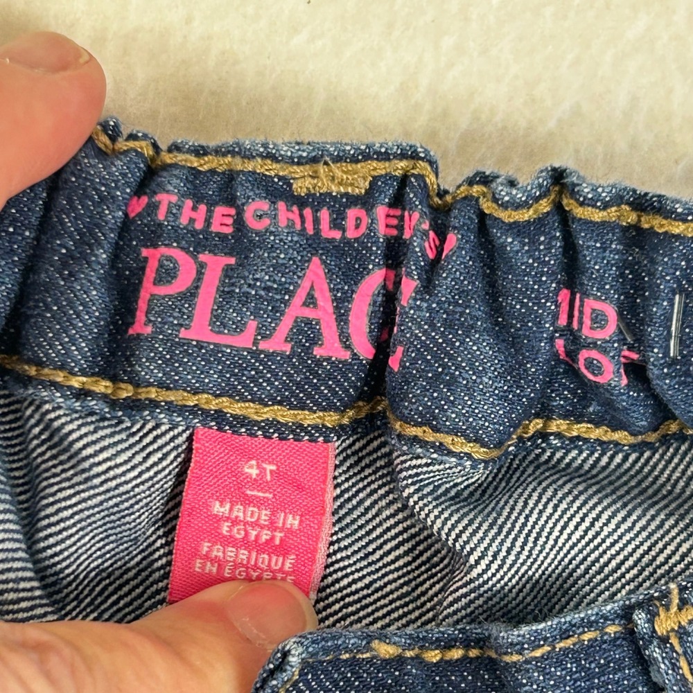The Childrens Place Girls Size 5 Denim‎ Shorts White Embroidered Top Outfit Set - Picture 7 of 14
